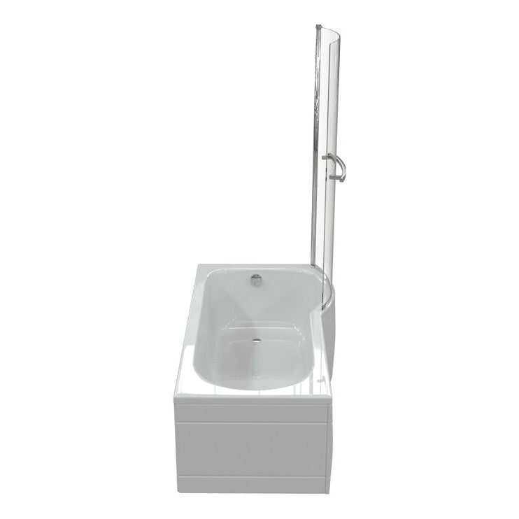 P-Shape 1700x700-850x410mm 0TH Shower Bath, Panel & Screen