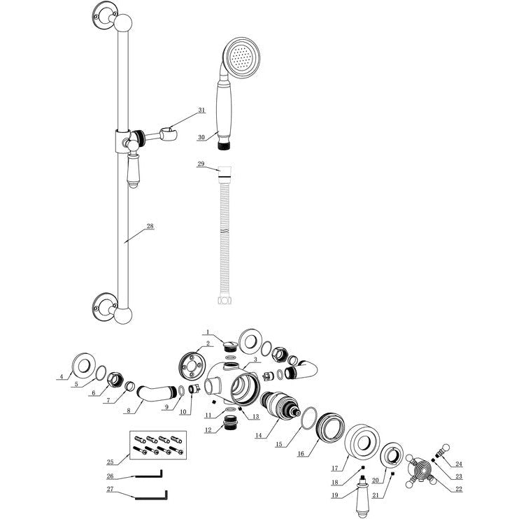 Berwick Concentric Single Outlet Shower Valve & Riser Kit Pack 1