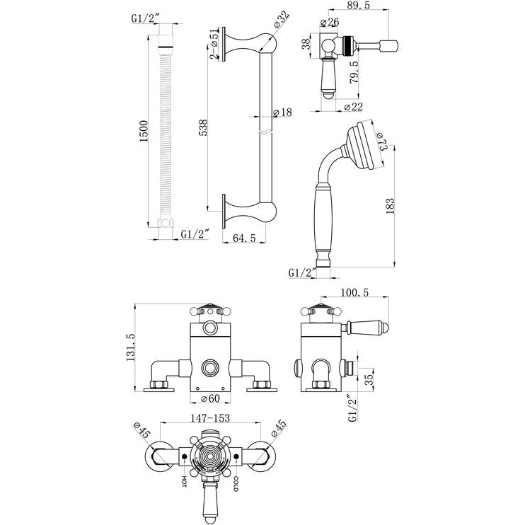 Berwick Concentric Single Outlet Shower Valve & Riser Kit Pack 1