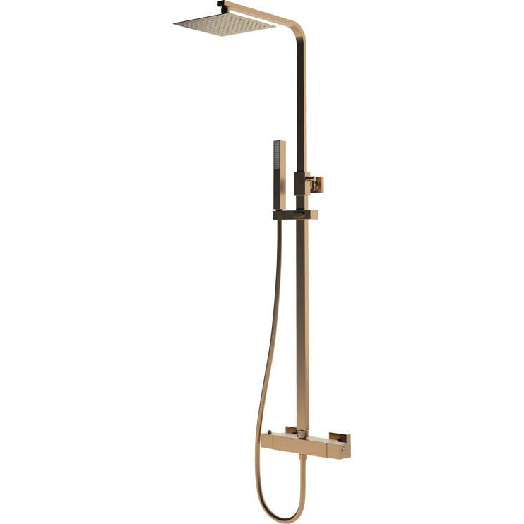 Cosmic Square Thermostatic Bar Mixer w/Riser Kit - Brushed Bronze