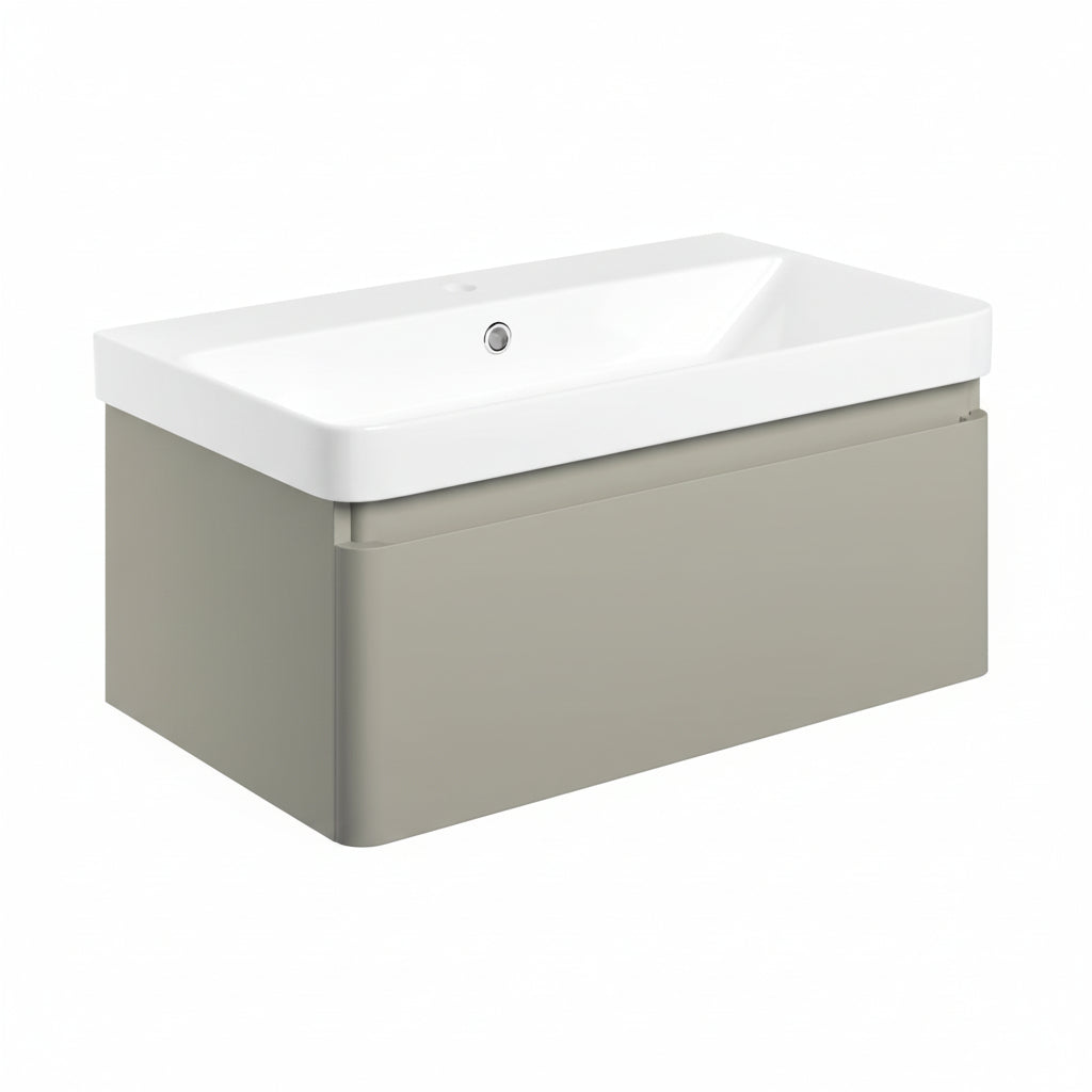Cosmos Wall Hung 1 Drawer vanity Unit & Basin - Matt Latte