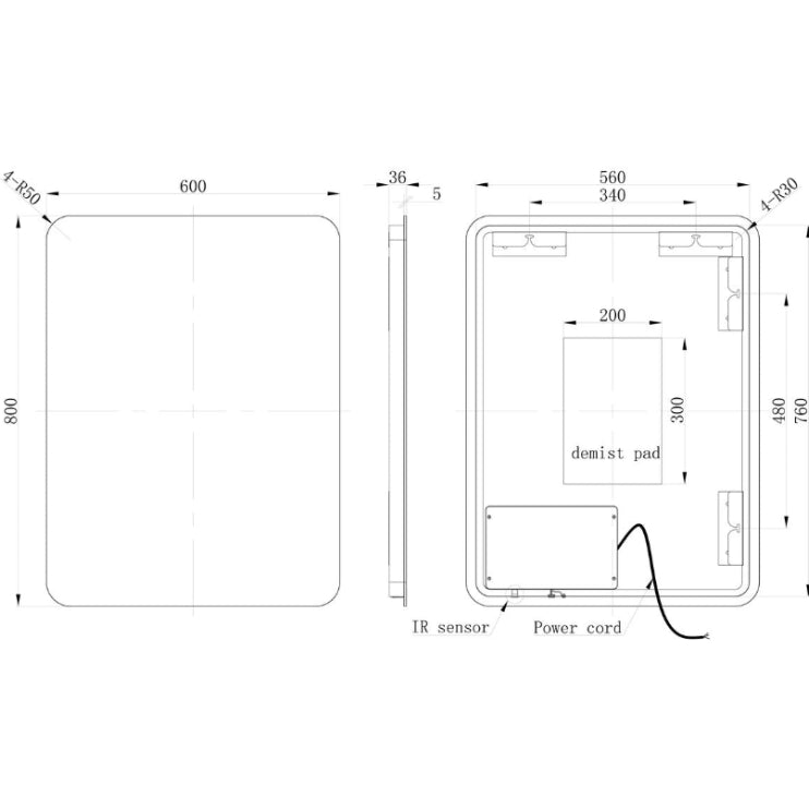 Haruki Rectangle Back-Lit LED Mirror