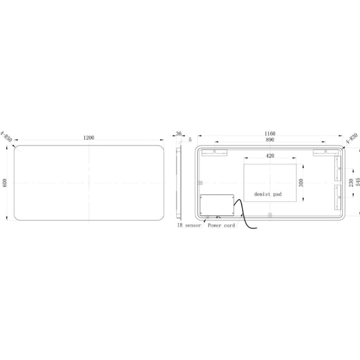Haruki Rectangle Back-Lit LED Mirror