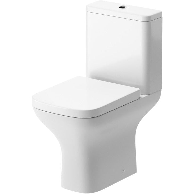 Cedarwood Rimless Short Projection Close Coupled Open Back WC & Wrapover Soft Close Seat