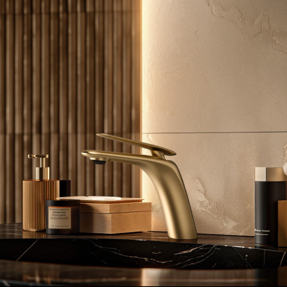 Sculptor Basin Mixer tap brushed brass gold