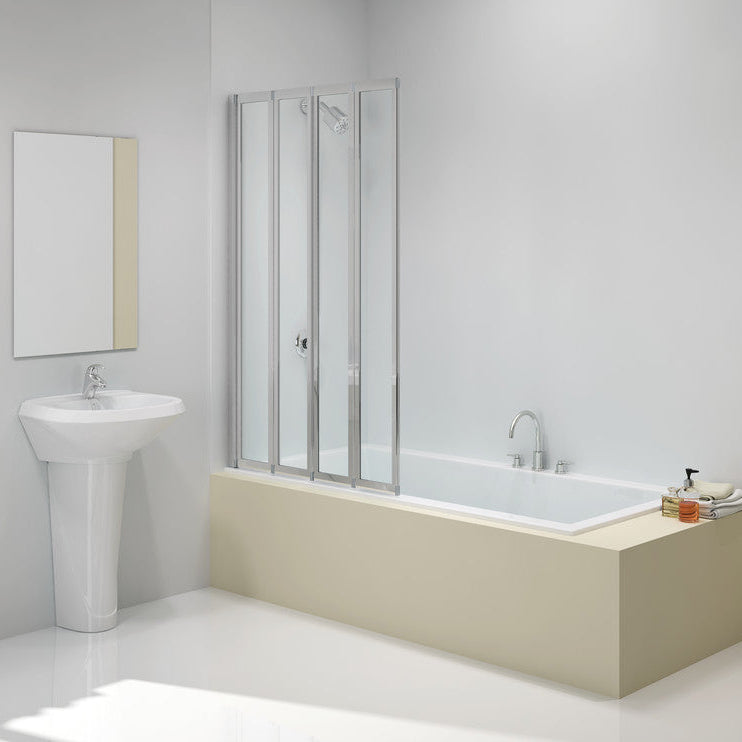 Merlyn 850x1400mm 4-Fold Bath Screen (8mm)