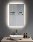VERTICAL HALOGLOW LED ANTI FOG MOTION SENSOR MIRROR 400MM X 700MM