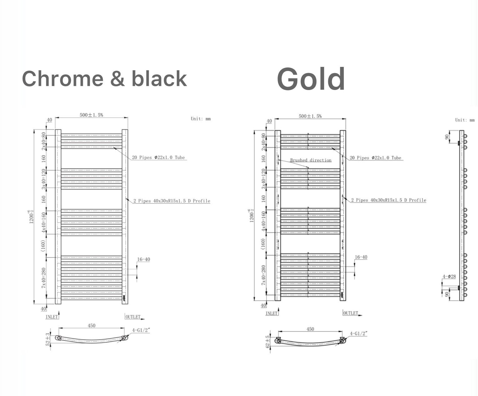 Gold bathroom Set 9 items