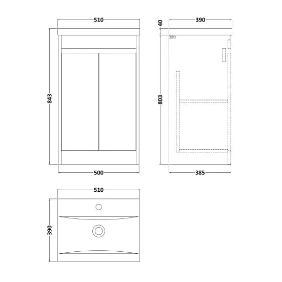 nuie Havana Autumn Oak 2 Door Floor Standing Vanity Unit With Mid-Edge Basin
