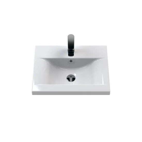 nuie Havana Autumn Oak 2 Drawer Wall Hung Vanity Unit With Mid-Edge Basin