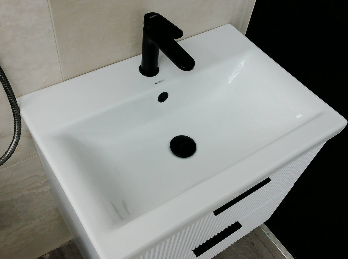 Audrey fluted wall hung vanity unit inc basin 600mm