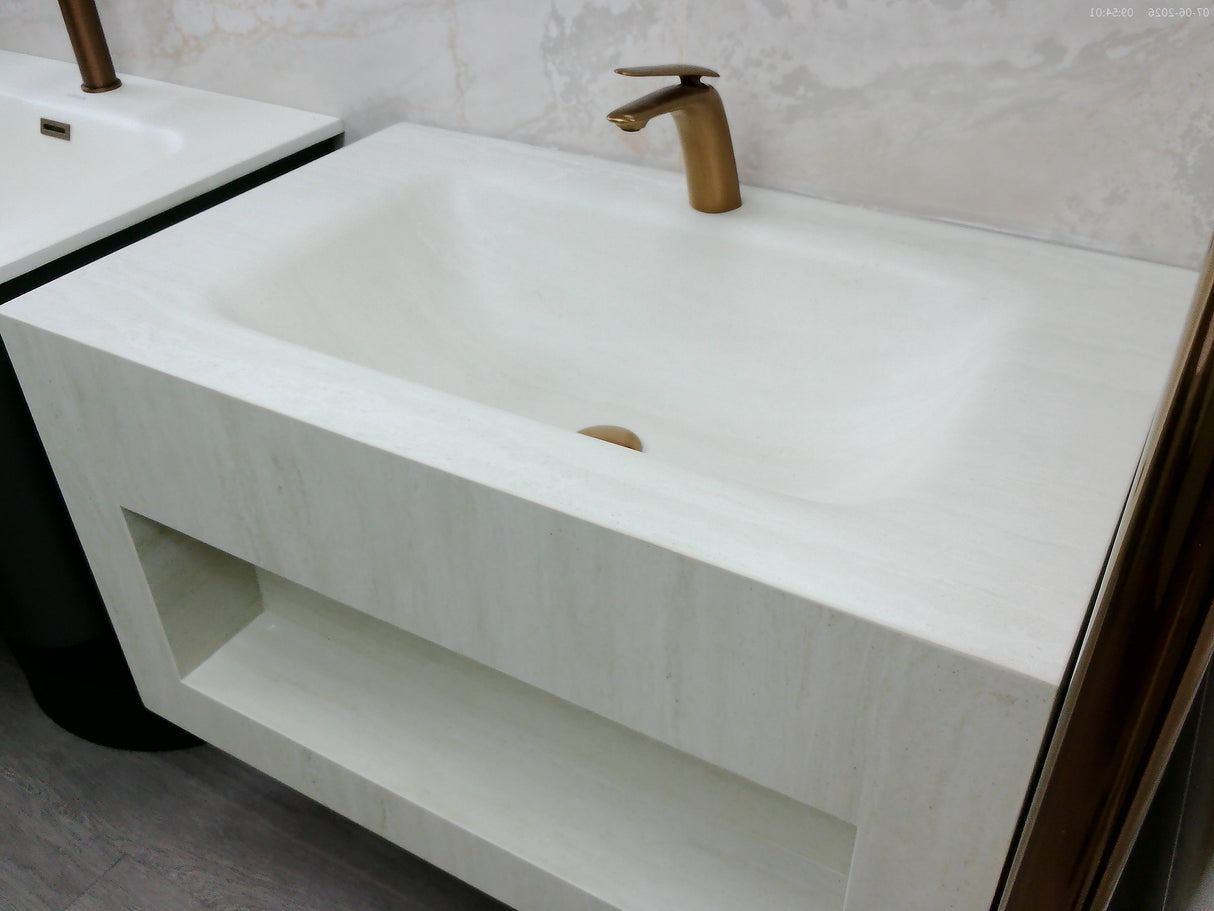Elsa Stone Beige Wall Hung Vanity Unit 800 mm