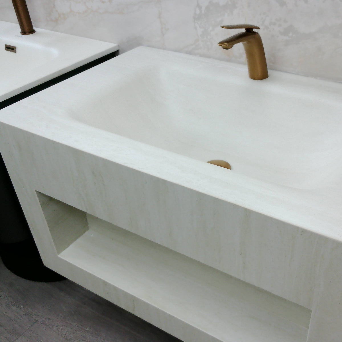 Elsa Stone Beige Wall Hung Vanity Unit 800 mm