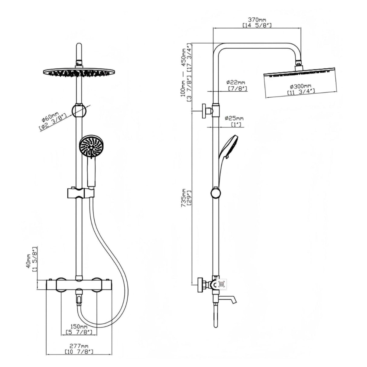 Aviro thermostatic shower mixer polished chrome
