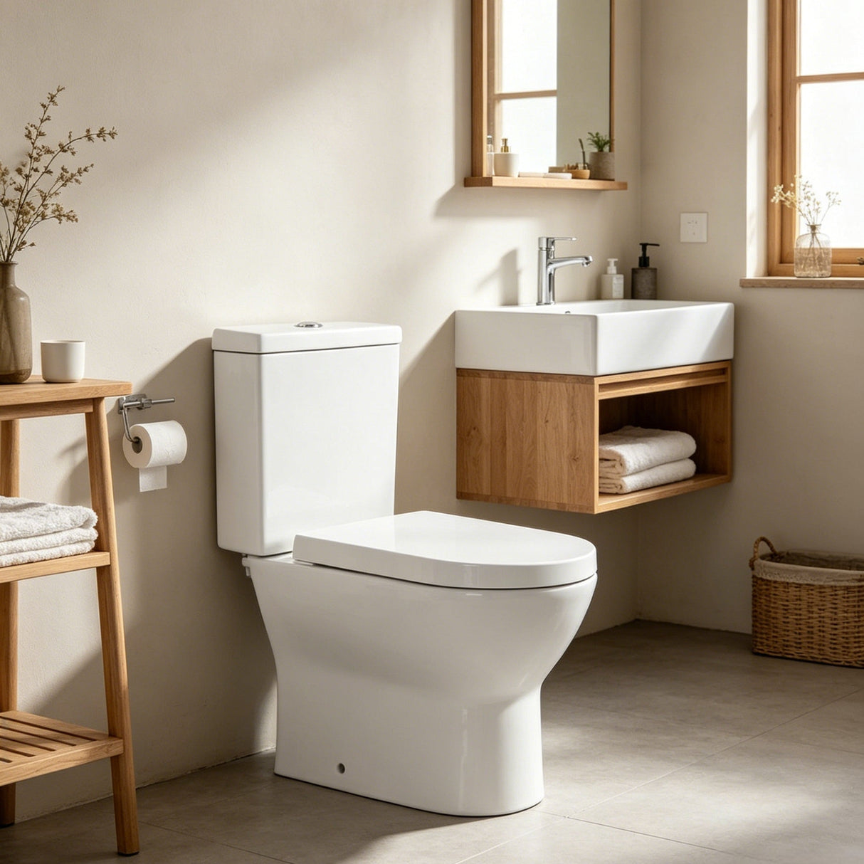 Glint Close Coupled White Toilet Open back pan