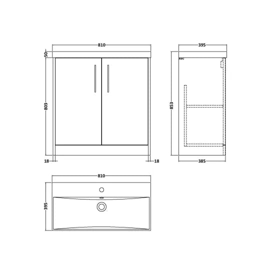 Hudson Reed Juno Autumn Oak 2 Door Floor Standing Vanity Unit With Thin Edge Basin