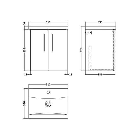 Hudson Reed Juno Autumn Oak 2 Door Wall Hung Vanity Unit With Mid-Edge Basin