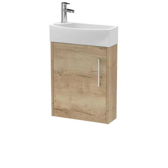 Hudson Reed Juno 440mm Autumn Oak 1 Door Cloakroom Wall-hung Vanity Unit With 1 Tap Hole Basin