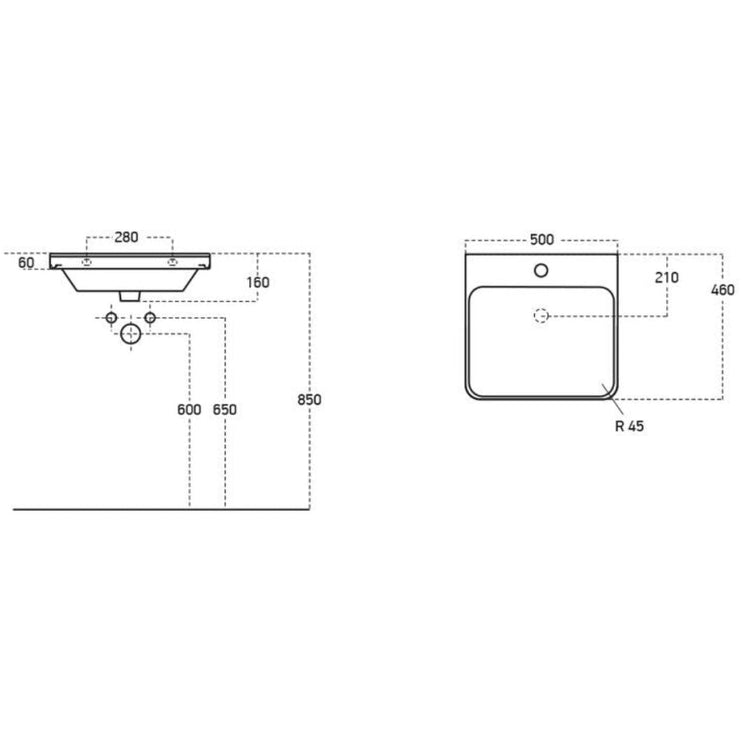 Kuba Floor Standing 2 Drawer Basin Unit & 1TH Basin