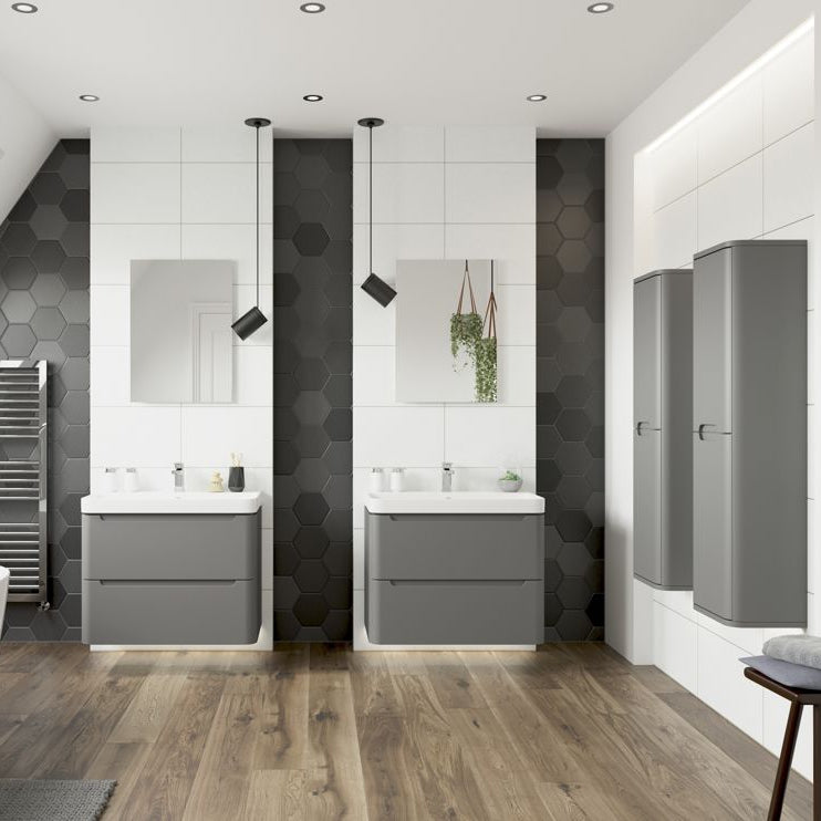 Lambra 2 Drawer Wall Hung Cloakroom vanity Unit