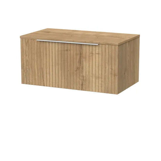 nuie lux Flume Autumn Oak 1 Drawer Vanity Unit With Co-ordinating Worktop