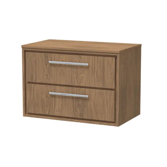 Hudson Reed Lille 600mm Antique Oak 2 Drawer Wall Hung Vanity Unit With Co-ordinating Worktop