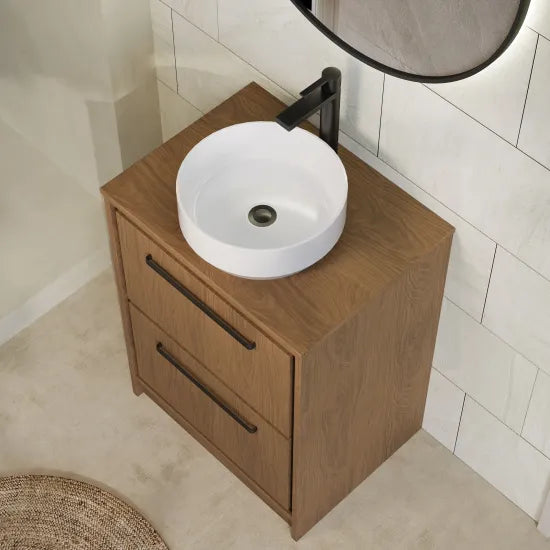 Hudson Reed Lille Antique Oak Floor Standing Vanity Unit With Co-ordinating Worktop