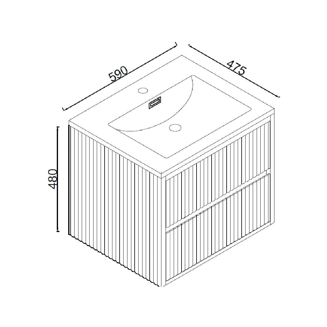 Linea Square wall hung vanity 600mm