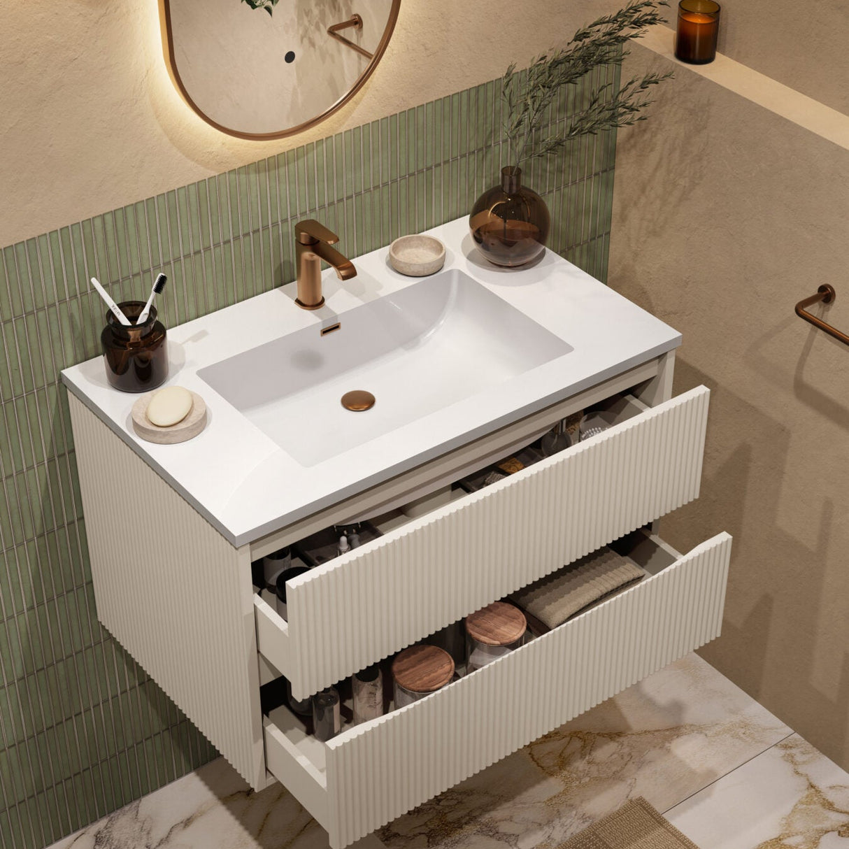 Linea Square wall hung vanity 600mm