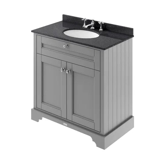Old London 2 Door Floor Standing Cabinet With 3 Tap Holes Marble Basin