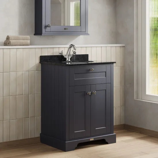 Old London 2 Door Floor Standing Cabinet With 1 Tap Hole Marble Basin
