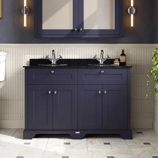 Old London 1200mm 4 Door Floor Standing Cabinet With Black Marble Basin