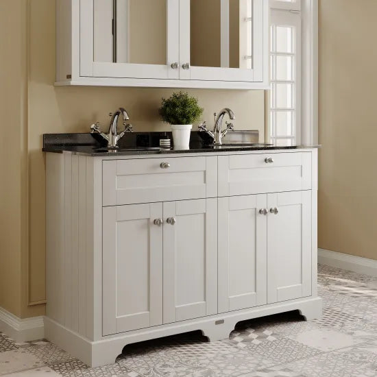 Old London 1200mm 4 Door Floor Standing Cabinet With Black Marble Basin