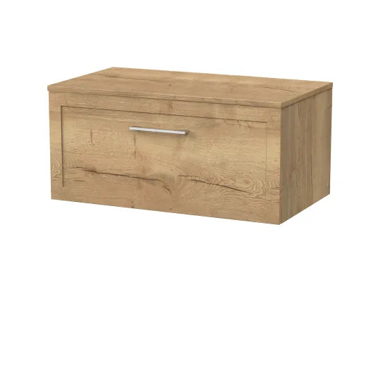 nuie lux Larck Autumn Oak 1 Drawer Wall Hung Vanity Unit With Co-ordinating Worktop