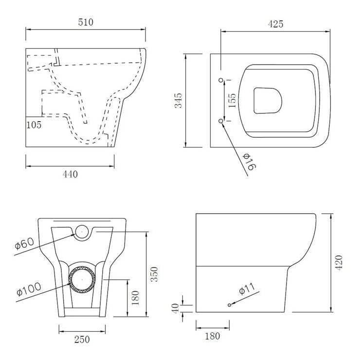 Arlo Rimless Back To Wall WC & Soft Close Seat