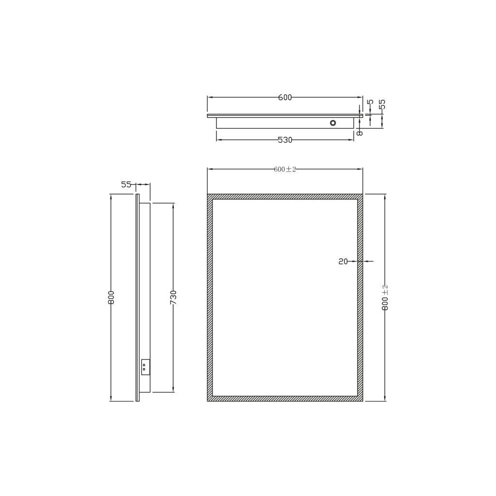 Mosca LED Mirror with Demister Pad and Shaver Socket