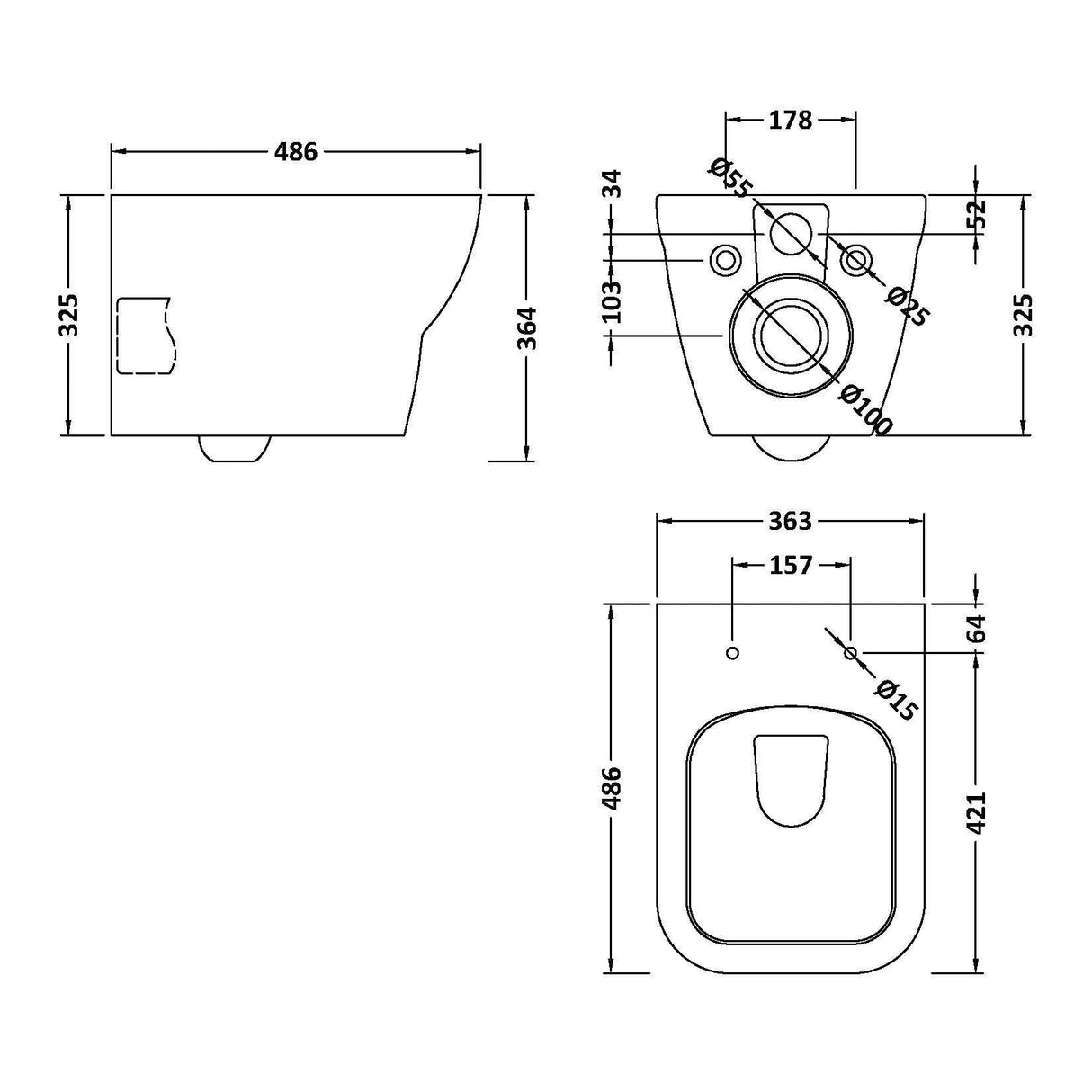 nuie Ava Wall Hung Pan With Soft Close Seat