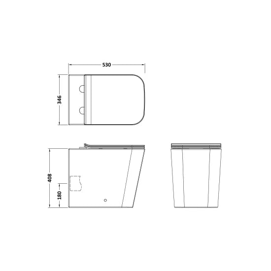 nuie Orlen Back to Wall Square Rimless Toilet Pan With Soft Close Seat