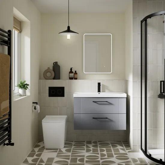 nuie Orlen Back to Wall Square Rimless Toilet Pan With Soft Close Seat