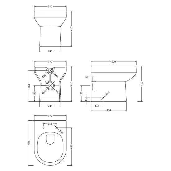 nuie Harmony Round Back to Wall Toilet Pan
