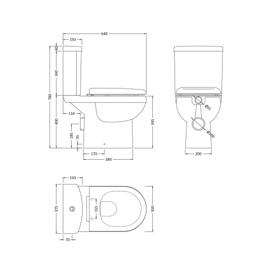 nuie Ivo Rimless Close Coupled Toilet