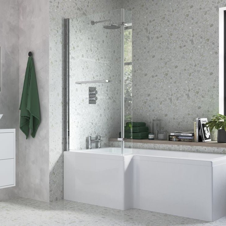 815x1500mm L Shape Bath Screen (6mm)
