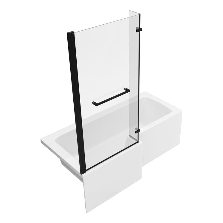 Navarre L Shape 1700x850x560mm 0TH Shower Bath Pack - Matt Black