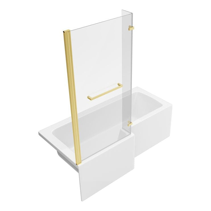 Navarre L Shape 1700x850x560mm 0TH Shower Bath Pack - Brushed Brass