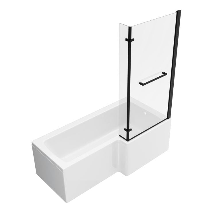 Navarre L Shape 1700x850x560mm 0TH Shower Bath Pack - Matt Black