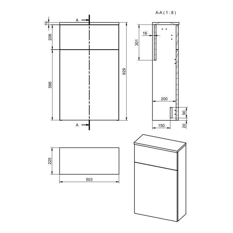 Push 503mm Floor Standing WC Unit
