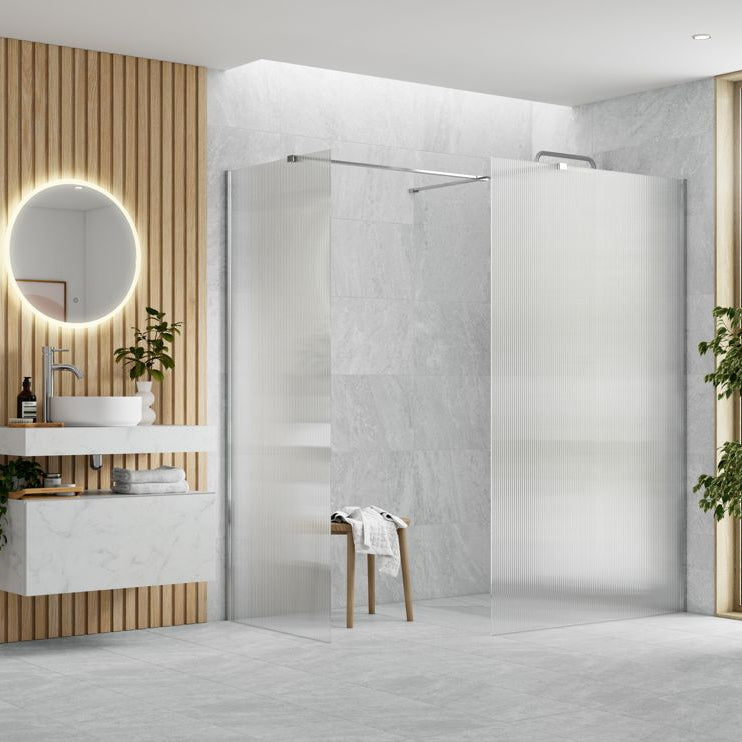 Iconix Fluted Wetroom Panel & Side Panel Arm
