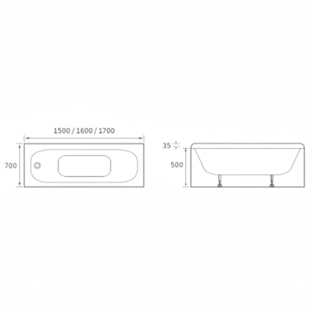 Eurowa Steel Single End 2TH Bath w/Legs