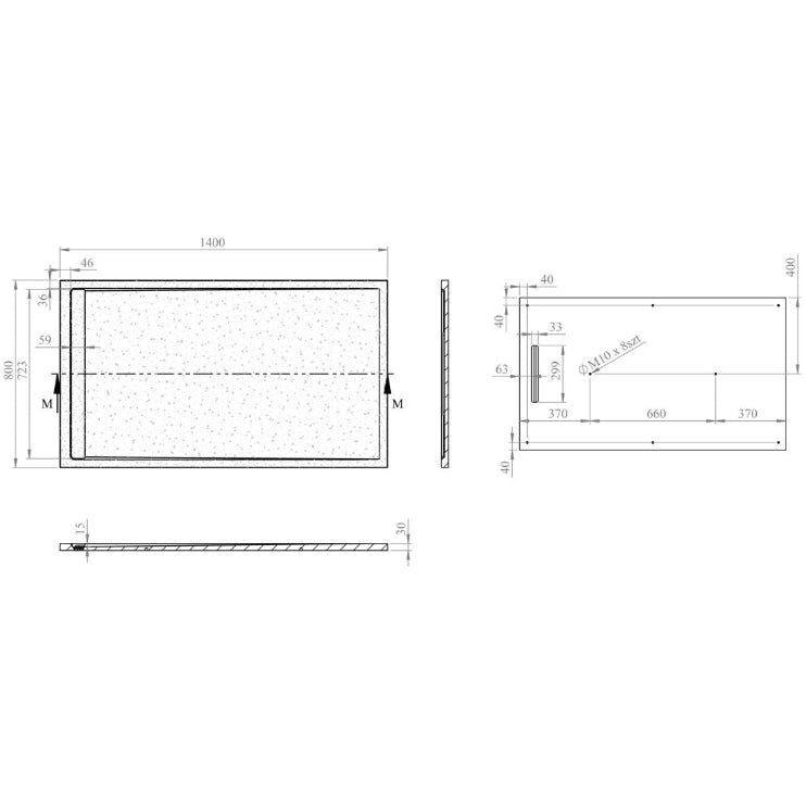 30mm Slate Rectangular Tray & Waste