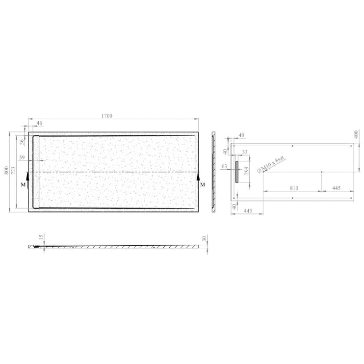 30mm Slate Rectangular Tray & Waste